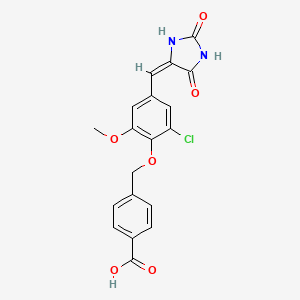 4-[(2-CHLORO-4-{[(4E)-2,5-DIOXOIMIDAZOLIDIN-4-YLIDENE]METHYL}-6-METHOXYPHENOXY)METHYL]BENZOIC ACID