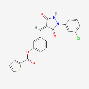 3-{[(4Z)-1-(3-CHLOROPHENYL)-3,5-DIOXOPYRAZOLIDIN-4-YLIDENE]METHYL}PHENYL THIOPHENE-2-CARBOXYLATE