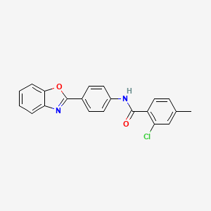 molecular formula C21H15ClN2O2 B3704269 N-[4-(1,3-benzoxazol-2-yl)phenyl]-2-chloro-4-methylbenzamide 