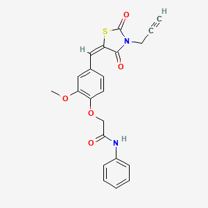 molecular formula C22H18N2O5S B3704303 2-(4-{(E)-[2,4-dioxo-3-(prop-2-yn-1-yl)-1,3-thiazolidin-5-ylidene]methyl}-2-methoxyphenoxy)-N-phenylacetamide 