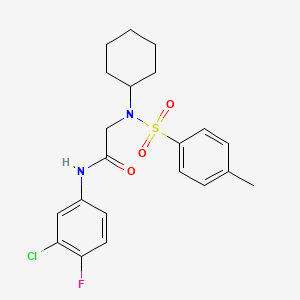 molecular formula C21H24ClFN2O3S B3704311 N-(3-chloro-4-fluorophenyl)-N~2~-cyclohexyl-N~2~-[(4-methylphenyl)sulfonyl]glycinamide 