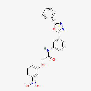 molecular formula C22H16N4O5 B3704322 2-(3-nitrophenoxy)-N-[3-(5-phenyl-1,3,4-oxadiazol-2-yl)phenyl]acetamide 