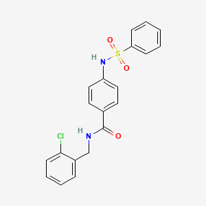 molecular formula C20H17ClN2O3S B3704331 4-(benzenesulfonamido)-N-[(2-chlorophenyl)methyl]benzamide 