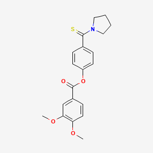 molecular formula C20H21NO4S B3704335 4-(Pyrrolidin-1-ylcarbonothioyl)phenyl 3,4-dimethoxybenzoate 