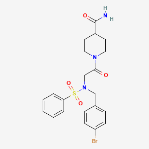 molecular formula C21H24BrN3O4S B3704347 1-[N-(4-bromobenzyl)-N-(phenylsulfonyl)glycyl]piperidine-4-carboxamide 