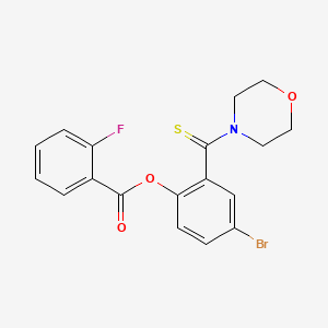 molecular formula C18H15BrFNO3S B3704369 4-Bromo-2-(morpholin-4-ylcarbonothioyl)phenyl 2-fluorobenzoate 