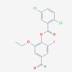 molecular formula C16H11Cl2IO4 B3704382 (2-Ethoxy-4-formyl-6-iodophenyl) 2,5-dichlorobenzoate 