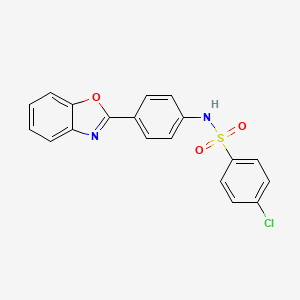 molecular formula C19H13ClN2O3S B3704392 N-[4-(1,3-BENZOXAZOL-2-YL)PHENYL]-4-CHLOROBENZENE-1-SULFONAMIDE 