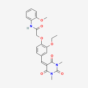 molecular formula C24H25N3O7 B3704404 2-{4-[(1,3-dimethyl-2,4,6-trioxotetrahydropyrimidin-5(2H)-ylidene)methyl]-2-ethoxyphenoxy}-N-(2-methoxyphenyl)acetamide 