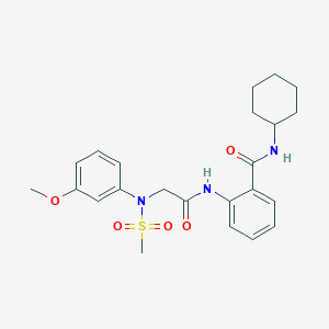 molecular formula C23H29N3O5S B3704423 N-cyclohexyl-2-{[N-(3-methoxyphenyl)-N-(methylsulfonyl)glycyl]amino}benzamide 