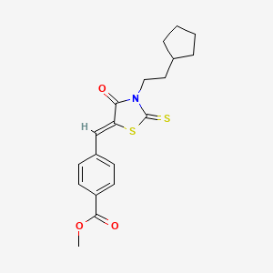 molecular formula C19H21NO3S2 B3704426 methyl 4-{[3-(2-cyclopentylethyl)-4-oxo-2-thioxo-1,3-thiazolidin-5-ylidene]methyl}benzoate 