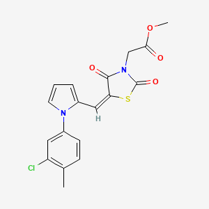 molecular formula C18H15ClN2O4S B3704436 methyl [(5E)-5-{[1-(3-chloro-4-methylphenyl)-1H-pyrrol-2-yl]methylidene}-2,4-dioxo-1,3-thiazolidin-3-yl]acetate 