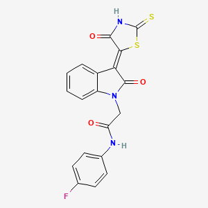 N-(4-fluorophenyl)-2-[(3Z)-2-oxo-3-(4-oxo-2-thioxo-1,3-thiazolidin-5-ylidene)-2,3-dihydro-1H-indol-1-yl]acetamide