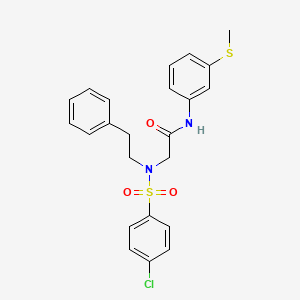 molecular formula C23H23ClN2O3S2 B3704447 N~2~-[(4-chlorophenyl)sulfonyl]-N~1~-[3-(methylthio)phenyl]-N~2~-(2-phenylethyl)glycinamide 