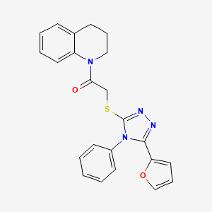 molecular formula C23H20N4O2S B3704455 2-{[5-(FURAN-2-YL)-4-PHENYL-4H-1,2,4-TRIAZOL-3-YL]SULFANYL}-1-(1,2,3,4-TETRAHYDROQUINOLIN-1-YL)ETHAN-1-ONE 