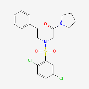 molecular formula C20H22Cl2N2O3S B3704485 2,5-dichloro-N-(2-oxo-2-pyrrolidin-1-ylethyl)-N-(2-phenylethyl)benzenesulfonamide 