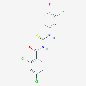 molecular formula C14H8Cl3FN2OS B3704544 2,4-dichloro-N-[(3-chloro-4-fluorophenyl)carbamothioyl]benzamide 