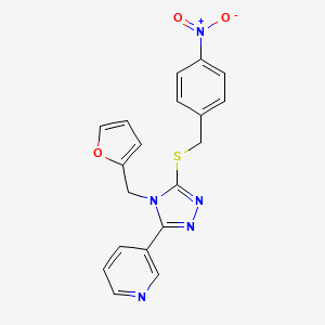 molecular formula C19H15N5O3S B3704574 3-{4-(furan-2-ylmethyl)-5-[(4-nitrobenzyl)sulfanyl]-4H-1,2,4-triazol-3-yl}pyridine 