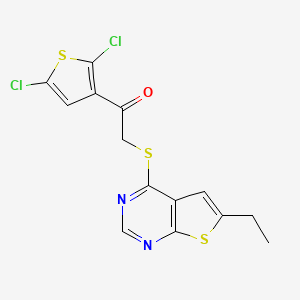 molecular formula C14H10Cl2N2OS3 B3704587 1-(2,5-dichloro-3-thienyl)-2-[(6-ethylthieno[2,3-d]pyrimidin-4-yl)thio]ethanone 