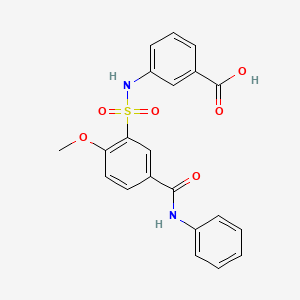 3-[[2-Methoxy-5-(phenylcarbamoyl)phenyl]sulfonylamino]benzoic acid