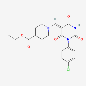 ethyl 1-{[1-(4-chlorophenyl)-2,4,6-trioxotetrahydro-5(2H)-pyrimidinylidene]methyl}-4-piperidinecarboxylate