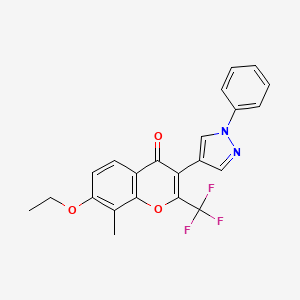 7-ethoxy-8-methyl-3-(1-phenyl-1H-pyrazol-4-yl)-2-(trifluoromethyl)-4H-chromen-4-one