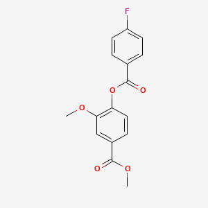 molecular formula C16H13FO5 B3704641 methyl 4-[(4-fluorobenzoyl)oxy]-3-methoxybenzoate 