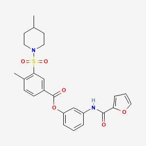 molecular formula C25H26N2O6S B3704658 3-(2-furoylamino)phenyl 4-methyl-3-[(4-methyl-1-piperidinyl)sulfonyl]benzoate 