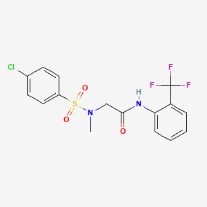 molecular formula C16H14ClF3N2O3S B3704693 N~2~-[(4-chlorophenyl)sulfonyl]-N~2~-methyl-N~1~-[2-(trifluoromethyl)phenyl]glycinamide 