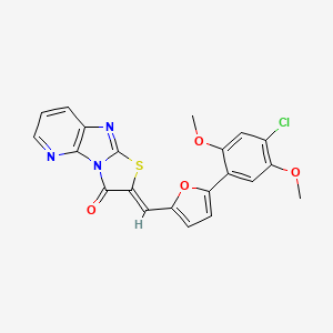 (4Z)-4-[[5-(4-chloro-2,5-dimethoxyphenyl)furan-2-yl]methylidene]-5-thia-2,7,12-triazatricyclo[6.4.0.02,6]dodeca-1(8),6,9,11-tetraen-3-one