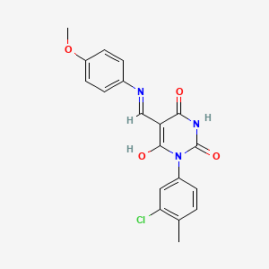 molecular formula C19H16ClN3O4 B3704723 1-(3-chloro-4-methylphenyl)-5-{[(4-methoxyphenyl)amino]methylene}-2,4,6(1H,3H,5H)-pyrimidinetrione 