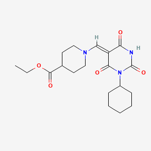 ethyl 1-[(1-cyclohexyl-2,4,6-trioxotetrahydro-5(2H)-pyrimidinylidene)methyl]-4-piperidinecarboxylate