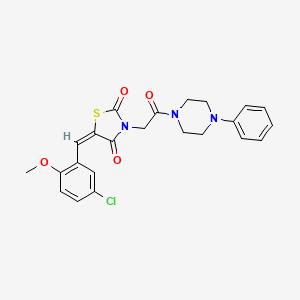 molecular formula C23H22ClN3O4S B3704758 (5E)-5-(5-chloro-2-methoxybenzylidene)-3-[2-oxo-2-(4-phenylpiperazin-1-yl)ethyl]-1,3-thiazolidine-2,4-dione 