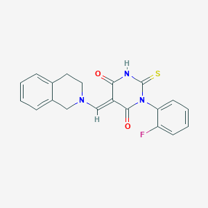 molecular formula C20H16FN3O2S B3704769 5-(3,4-dihydro-2(1H)-isoquinolinylmethylene)-1-(2-fluorophenyl)-2-thioxodihydro-4,6(1H,5H)-pyrimidinedione 