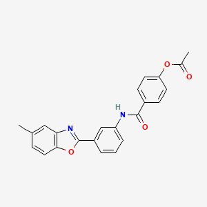 molecular formula C23H18N2O4 B3704778 4-{[3-(5-Methyl-1,3-benzoxazol-2-yl)phenyl]carbamoyl}phenyl acetate 