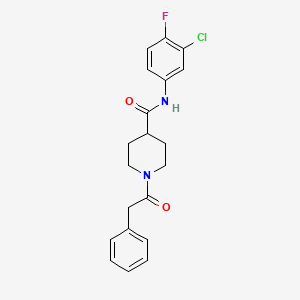 molecular formula C20H20ClFN2O2 B3704788 N-(3-chloro-4-fluorophenyl)-1-(phenylacetyl)-4-piperidinecarboxamide 