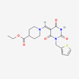 ethyl 1-{[2,4,6-trioxo-1-(2-thienylmethyl)tetrahydro-5(2H)-pyrimidinylidene]methyl}-4-piperidinecarboxylate