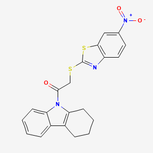 molecular formula C21H17N3O3S2 B3704863 9-{[(6-nitro-1,3-benzothiazol-2-yl)thio]acetyl}-2,3,4,9-tetrahydro-1H-carbazole 