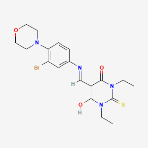 molecular formula C19H23BrN4O3S B3704868 5-({[3-bromo-4-(4-morpholinyl)phenyl]amino}methylene)-1,3-diethyl-2-thioxodihydro-4,6(1H,5H)-pyrimidinedione 