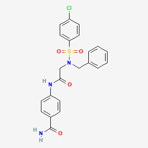 molecular formula C22H20ClN3O4S B3704918 4-({N-benzyl-N-[(4-chlorophenyl)sulfonyl]glycyl}amino)benzamide 