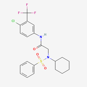 molecular formula C21H22ClF3N2O3S B3704960 N-[4-chloro-3-(trifluoromethyl)phenyl]-N~2~-cyclohexyl-N~2~-(phenylsulfonyl)glycinamide 