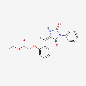 molecular formula C20H18N2O5 B3704972 ethyl {2-[(2,5-dioxo-1-phenyl-4-imidazolidinylidene)methyl]phenoxy}acetate 