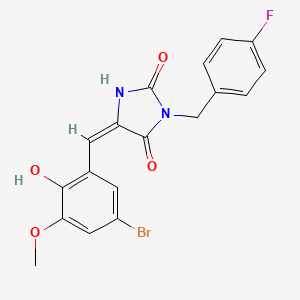 (5E)-5-[(5-bromo-2-hydroxy-3-methoxyphenyl)methylidene]-3-[(4-fluorophenyl)methyl]imidazolidine-2,4-dione