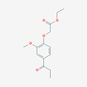 molecular formula C14H18O5 B3705076 Ethyl 2-(2-methoxy-4-propanoylphenoxy)acetate 