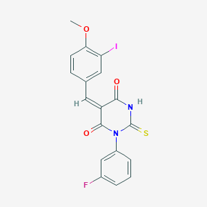 molecular formula C18H12FIN2O3S B3705081 (5E)-1-(3-fluorophenyl)-5-(3-iodo-4-methoxybenzylidene)-2-thioxodihydropyrimidine-4,6(1H,5H)-dione 