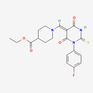 ethyl 1-{[1-(4-fluorophenyl)-4,6-dioxo-2-thioxotetrahydro-5(2H)-pyrimidinylidene]methyl}-4-piperidinecarboxylate