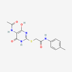 2-{[5-(ACETYLAMINO)-4-HYDROXY-6-OXO-1,6-DIHYDRO-2-PYRIMIDINYL]SULFANYL}-N~1~-(4-METHYLPHENYL)ACETAMIDE