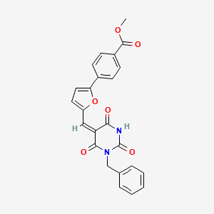 molecular formula C24H18N2O6 B3705185 methyl 4-{5-[(1-benzyl-2,4,6-trioxotetrahydro-5(2H)-pyrimidinylidene)methyl]-2-furyl}benzoate 