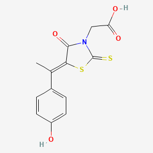 molecular formula C13H11NO4S2 B3705216 {5-[1-(4-hydroxyphenyl)ethylidene]-4-oxo-2-thioxo-1,3-thiazolidin-3-yl}acetic acid 