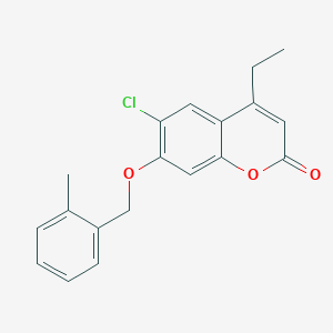 molecular formula C19H17ClO3 B3705219 6-CHLORO-4-ETHYL-7-[(2-METHYLPHENYL)METHOXY]-2H-CHROMEN-2-ONE 